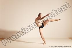 Underwear Gymnastic poses Man White Slim Bald Dancing Dynamic poses Academic